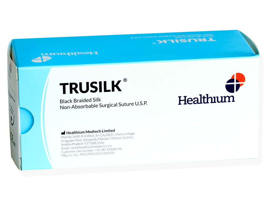 Ķirurģiskais diegs/trusilk/neabsorbējamas 2/0 aplis ,1/2 adata 25mm-75cm/melnas N12