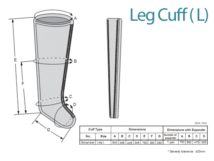 Profesionāla kompresijas sistēma, LEG CUFF L - 6 CHAMBERS - spare for 28441