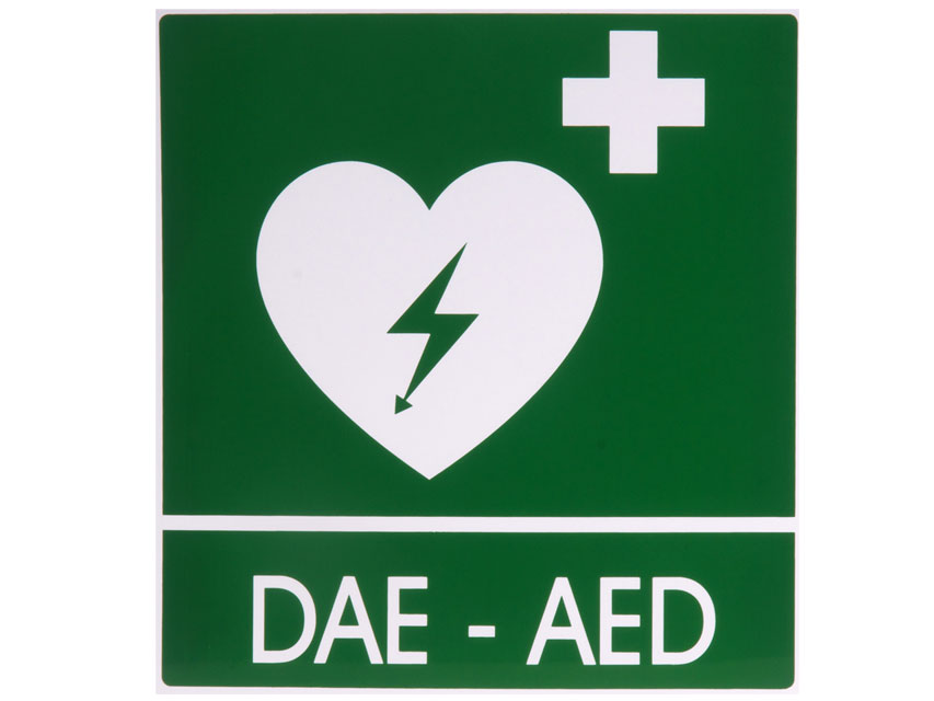 Accessories for defibrillators, DAE-AED ALUMINIUM SIGN 29x36 cm for defibrillators