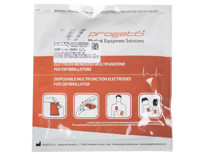 Accessories for defibrillators, DISPOSABLE PADS for Rescue 230, Rescue Life - adult see also 33462