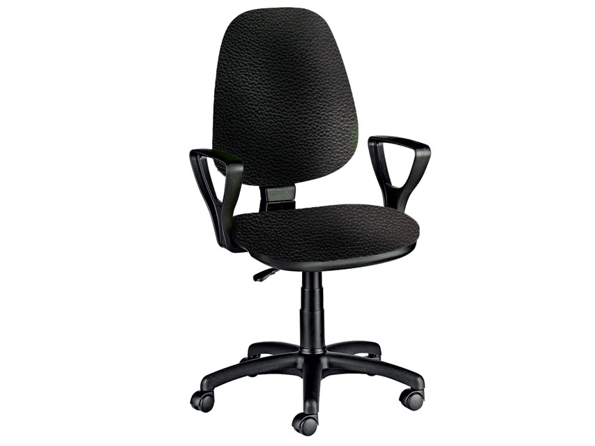 Chairs and stools, CUNEO CHAIR with armrest - leatherette - black