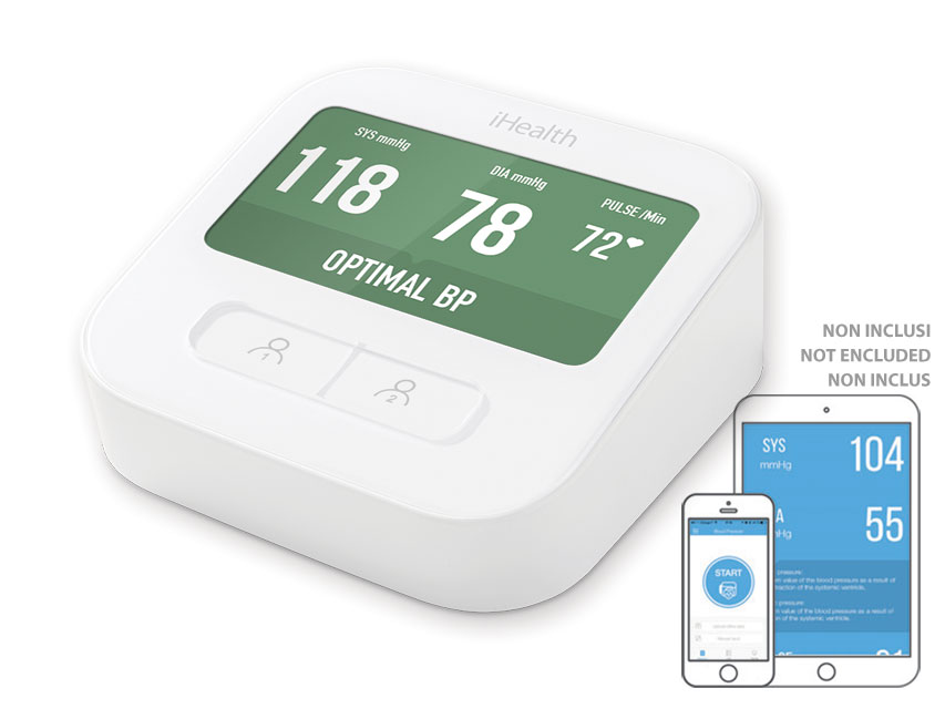 Digitālie, iHEALTH CLEAR SMART ARM BLOOD PRESSURE MONITOR - WI-FI