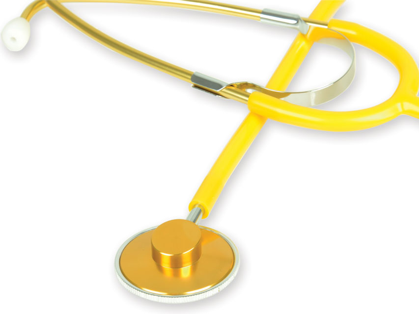 Single-head adult stethoscopes, COLOURED TRAD STETHOSCOPE - yellow