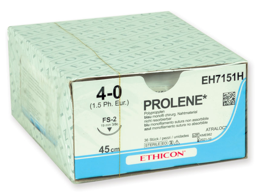 ETHICON PROLENE BLUE MONOFILAMENT SUTURES, ETHICON PROLENE BLUE MONOFILAMENT SUTURES - gauge 4/0 needle 19 mm suture 75 cm