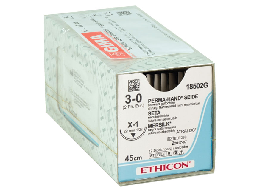 ETHICON PERMA-HAND SILK SUTURES - braided, ETHICON PERMA-HAND SILK SUTURES - gauge 3/0 needle 22 mm - braided