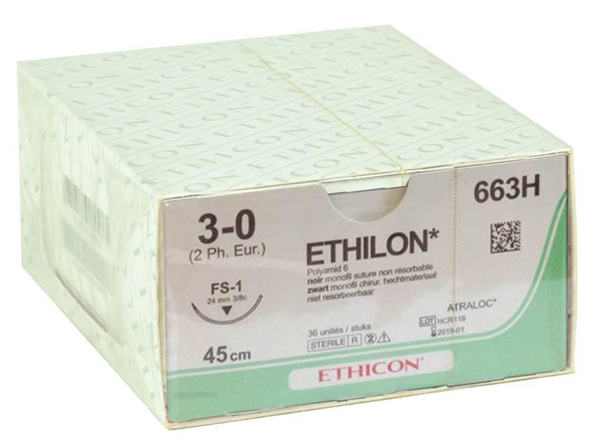 ETHICON ETHILON MONOFILAMENT SUTURES, ETHICON ETHILON MONOFILAMENT SUTURES - gauge 3/0 needle 24 mm