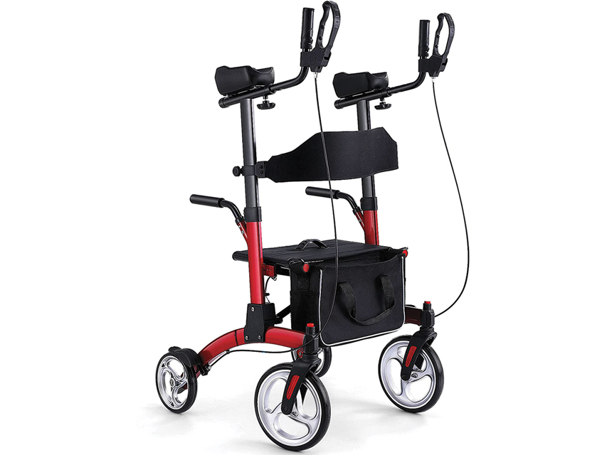 Ratiņkrēsli, FULLY ADJUSTABLE STANDUP ROLLATOR - aluminium - red