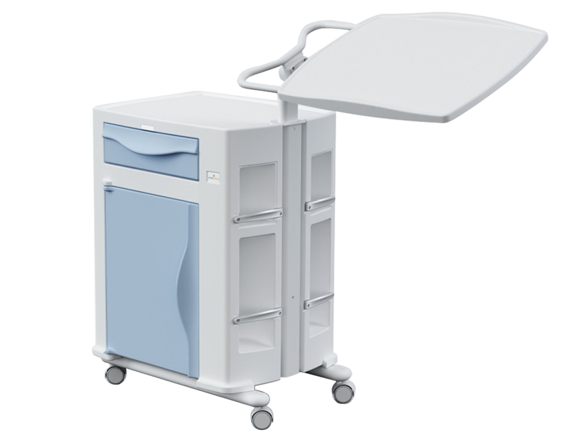 Hospital beds, mattresses, bedside tables and furniture, OLYMPUS BEDSIDE TABLE with TILTING OVERBED TABLE