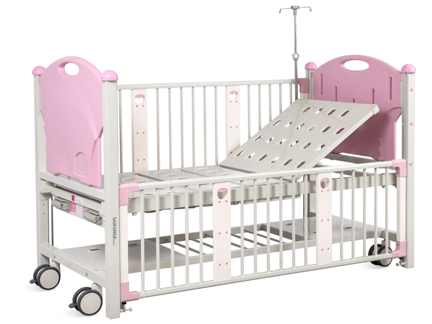 Hospital beds, mattresses, bedside tables and furniture, CHILDREN BED - 2 cranks - pink