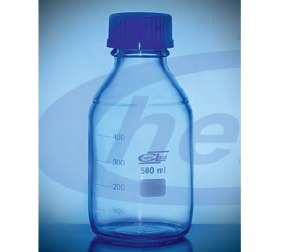 020Stikla pudeles ar zilu, skrūvējamu vāciņu