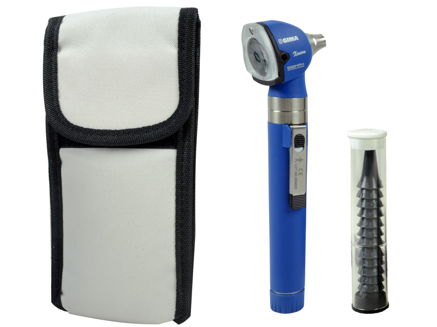 Sigma F.O. OTOSCOPE 2.5V - Xenon-halogen light - pouch - blue, F.O. ksenona-halogēna otoskops Sigma-zils