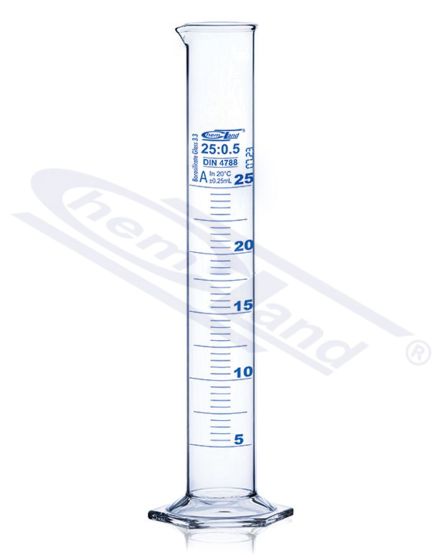 CHEMLAND NEW LINE A CLASS mērcilindrs. ZILS SERTIFIKĀTS 0100ml st.stikls
