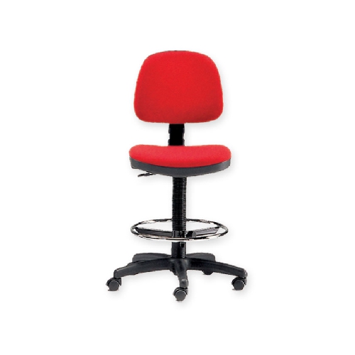 STOOL WITH BACKREST AND RING- RED