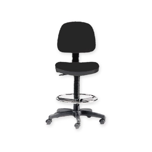 STOOL WITH BACKREST AND RING - BLACK