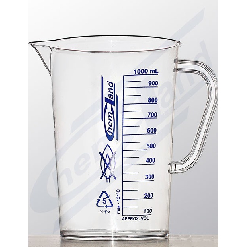 PP mērkrūze ar rokturi un zilu gradāciju, 2000ml, N1