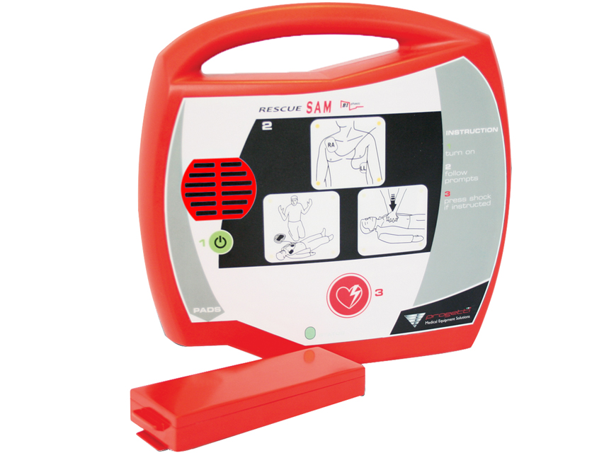 RESCUE SAM AED automātiskais ārējais defibrilators.Spāņu
