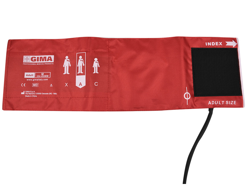 Pieaugušo manžete un 1 caurules gaisa pūslis 49x15 cm. No neilona, sarkans