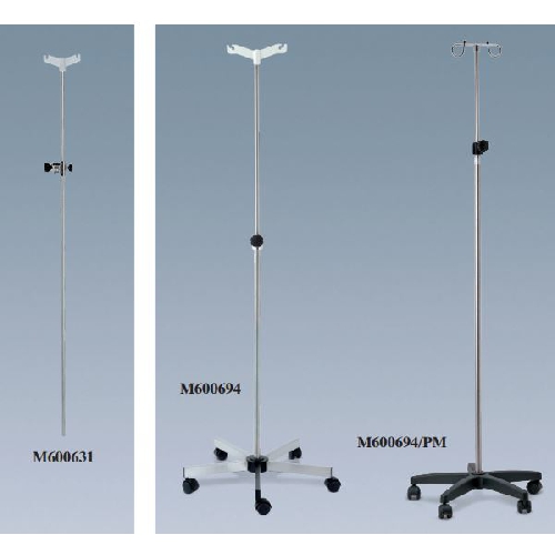 Infūzijas statīvs ar 2 NT āķiem -nerūsējošā tērauda pamatne ar ritentiņiem