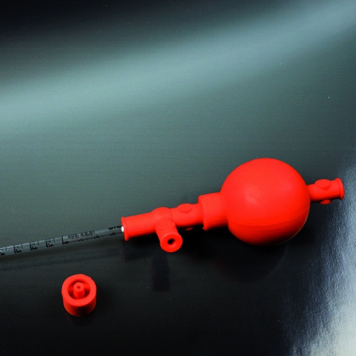 No sarkanas, sintētiskas gumijas. universāls modelis visu tipu pipetēm.