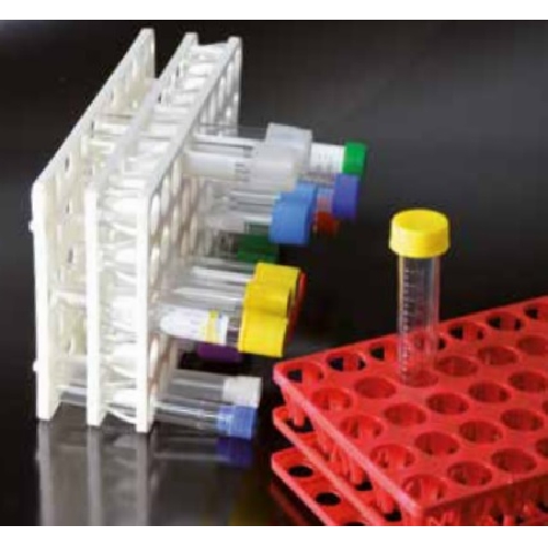 Mēģeņu statīvs 50 vietām ar pretizkrišanas fiksatoru Ø 12-13 un 16-17mm, balts N1