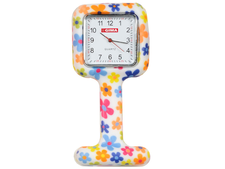 Pulkstenis silikona korpusā. Puķu zīmējums