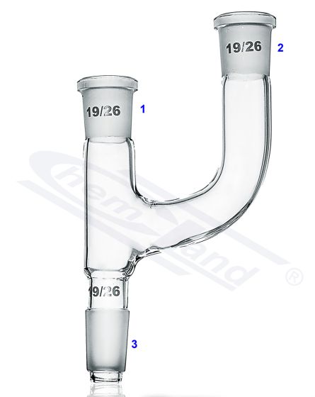 daudzkārtējs adapteris ar 2 paralēliem kakliņiem 2x19/26 ārpus 1x 14/23 GLASSCO