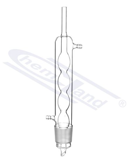 Soksleta aparāts - daļējs lodveida dzesētājs, efektīvais garums 220 mm, kopējais garums 300 mm, malts 45/40