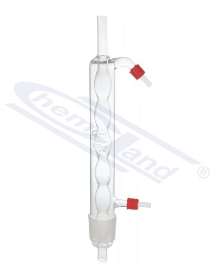 kondensators ar iekšējām spuldzēm Soksleta aparātam 1000 ml ar PP savienotāju NS 71/55 efektīvais garums 400 mm