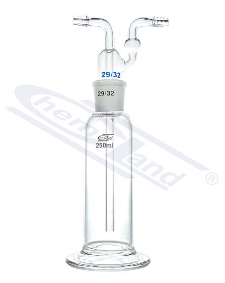 gāzes mazgāšanas pudele, atbilstoši Drechsler 00250ml NS. 29/32 - KOMPLEKTS