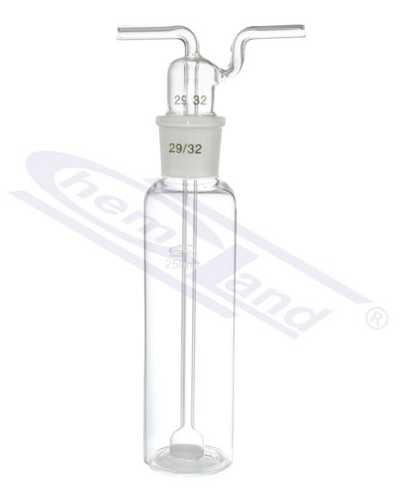 gāzes mazgāšanas pudele, Drechsel bez pamatnes, ar saķepinātu disku G-0 250ml WS 29/32