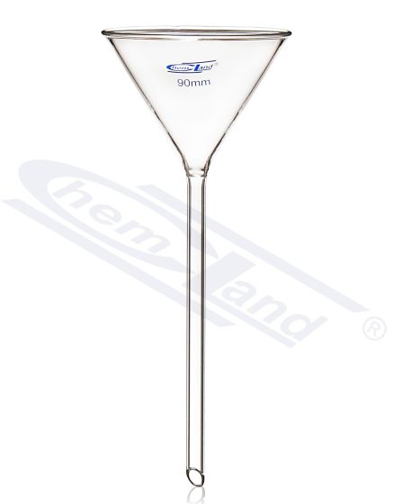 Stikla laboratorijas piltuve 050 H-veida kāts 150 mm, kāta diametrs 7 mm CHEMLAND NEW LINE