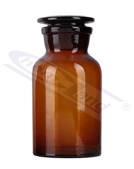 pudele ar aizbāzni dzintara krāsā ar platu kakliņu 10000 neitrāls stikls