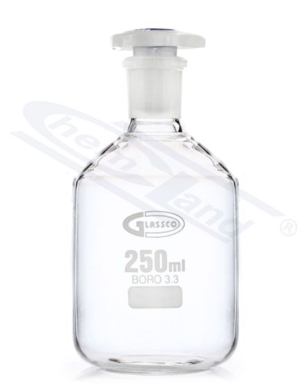 Pudele ar BORO 3,3 00250 WS 19/26 SiO2>80,5 perc Glassco PE aizbāzni