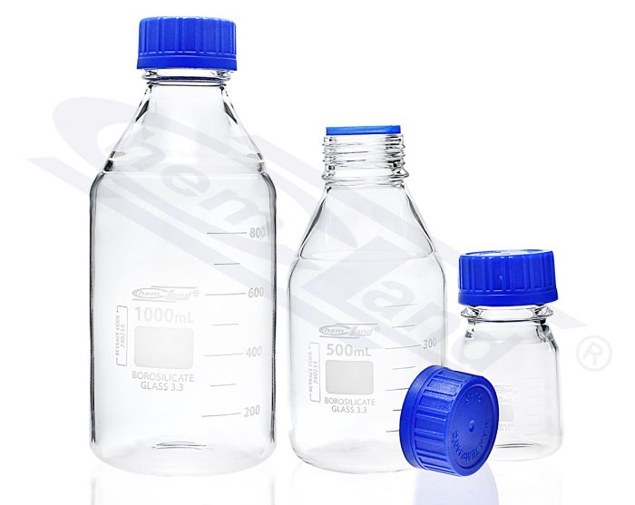 pudele ar skrūvējamu vāciņu BORO 3.3 GL45 02000ml CHEMLAND NEW LINE