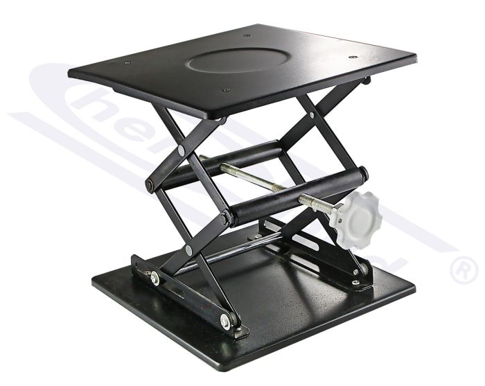 Laboratorijas domkrats no nerūsējošā tērauda, melni krāsots 250x250 H 275,