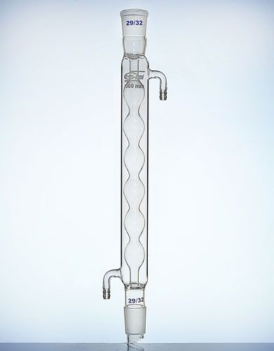 kondensators ar iekšējo spuldzes daļu Allihn ligzda 2x 29/32 garums efektīvais 500 stikla savienotājs