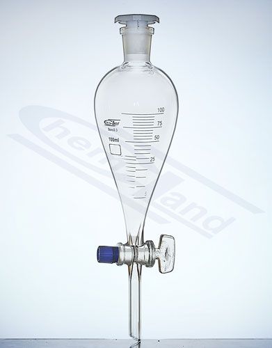 Atdalīšanas piltuve pēc Squibb parauga ar PP aizbāžņa ligzdu 29/32 ar gradāciju 2000ml stikla aizbāzni