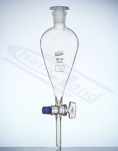 Atdalīšanas piltuve ar ligzdu Squib 19/26 stikla aizbīdnis 0120ml