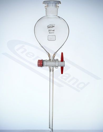 Atdalīšanas piltuve bumbiera formas ar aizbāzni PP ligzda 29/32 aizbāzni PTFE1000ml