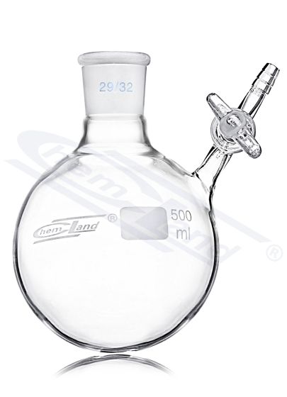 Schlenk apaļdibena kolba 025ml, malta 14/23, ar PTFE krānu CHEMLAND