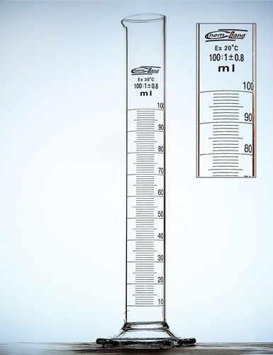 cilindrs cl.B 0250 ml stikla sešstūraina pamatne