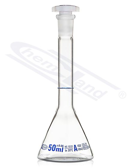 mērkolba TRAPEZOIDAL 20ml - 10/19, zilā skala, A klases ar sertifikātu