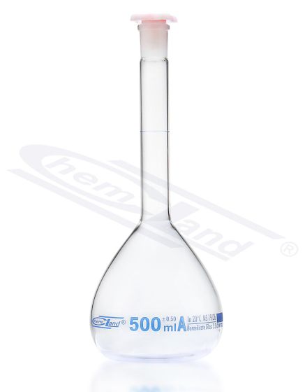 mērkolba CHEMLAND NEW LINE ar sertifikātu cl.A 0500ml zila gradācija ligzda 19/26